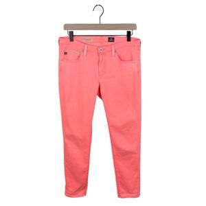 Ag Adriano Goldschmied Stevie Ankle Slim Straight Leg Jeans Neon Orange Size 29